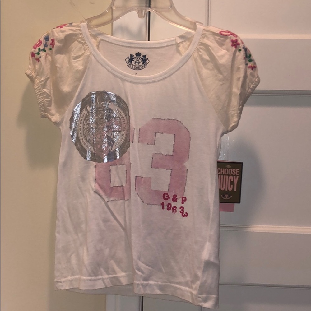 Juicy Couture White Tee With Juicy Heritage